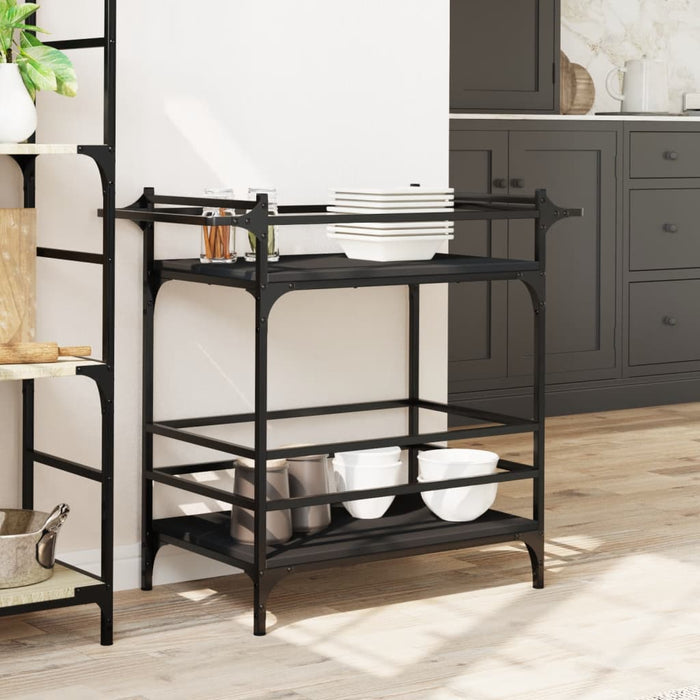 Kitchen Trolley Black 82x40x78.5 cm Engineered Wood