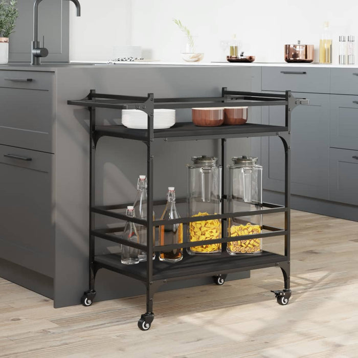 Kitchen Trolley Black 82x40x78.5 cm Engineered Wood