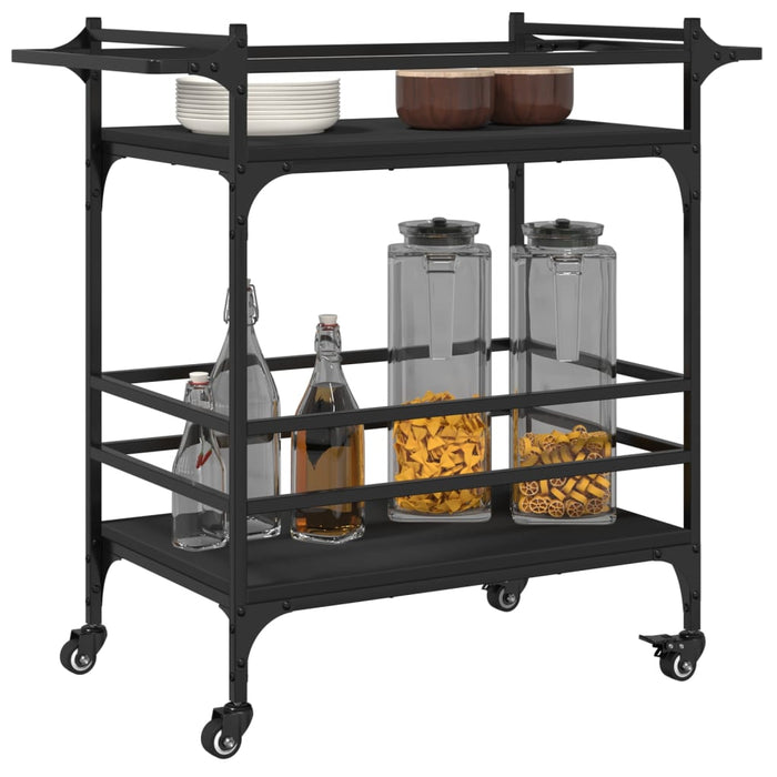 Kitchen Trolley Black 82x40x78.5 cm Engineered Wood