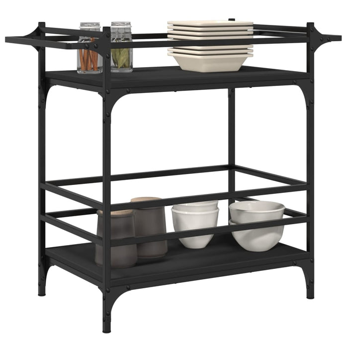 Kitchen Trolley Black 82x40x78.5 cm Engineered Wood