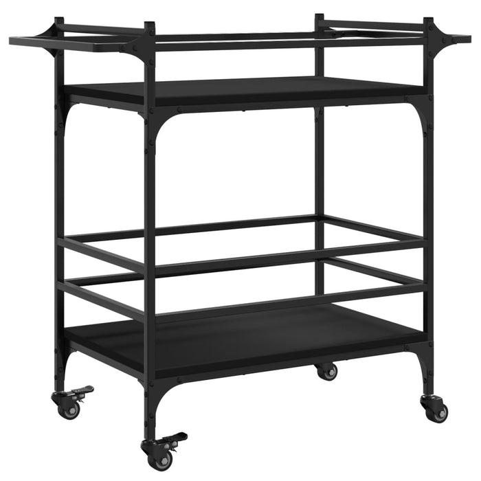 Kitchen Trolley Black 82x40x78.5 cm Engineered Wood