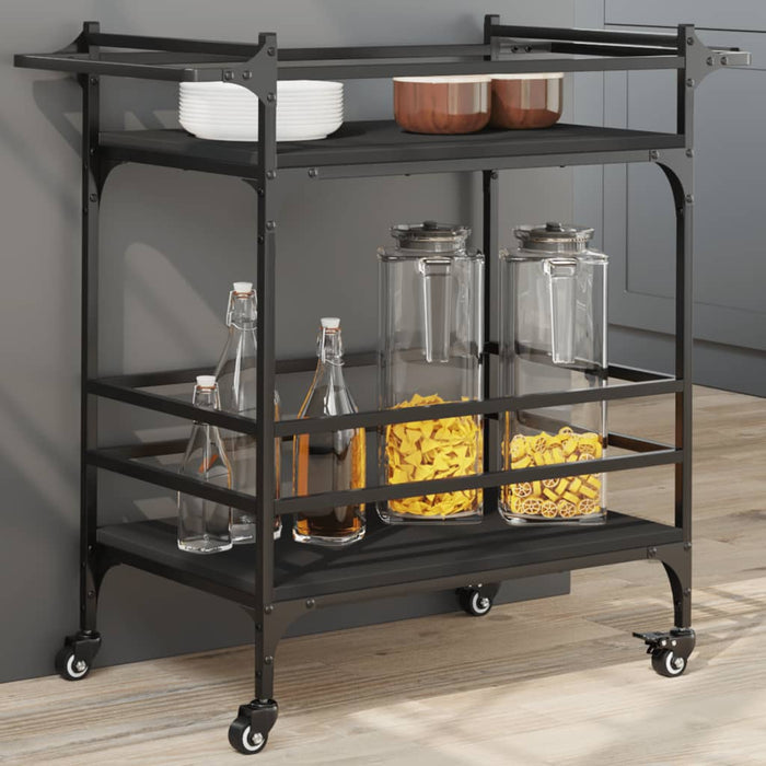 Kitchen Trolley Black 82x40x78.5 cm Engineered Wood