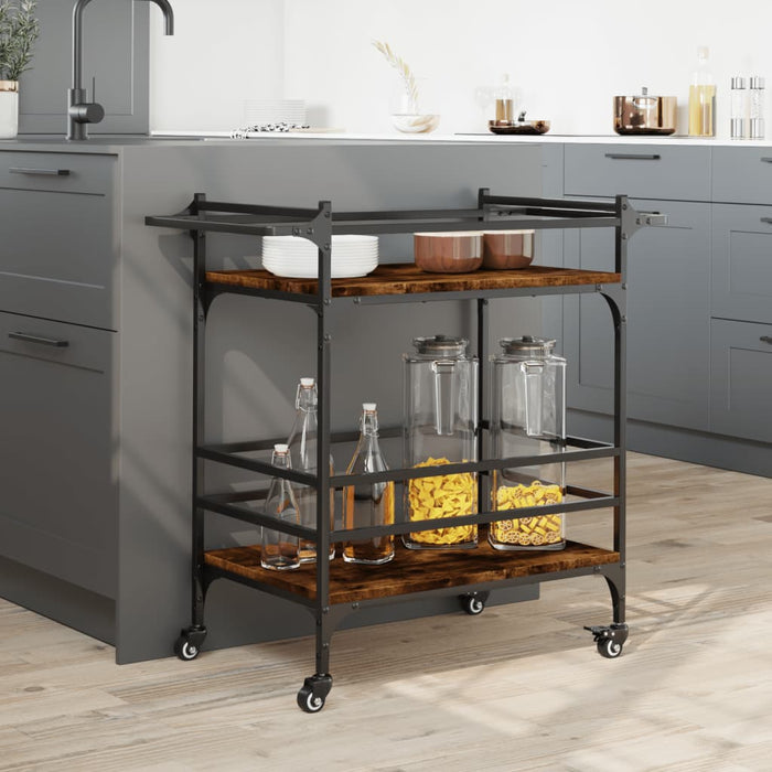 Kitchen Trolley Smoked Oak 82x40x78.5 cm Engineered Wood