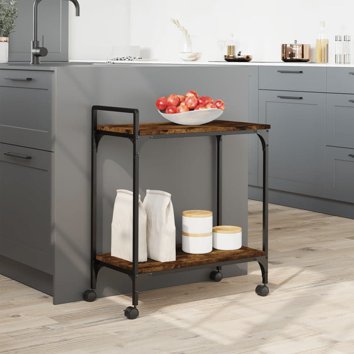 Kitchen Trolley Smoked Oak 60.5x31x72.5 cm Engineered Wood