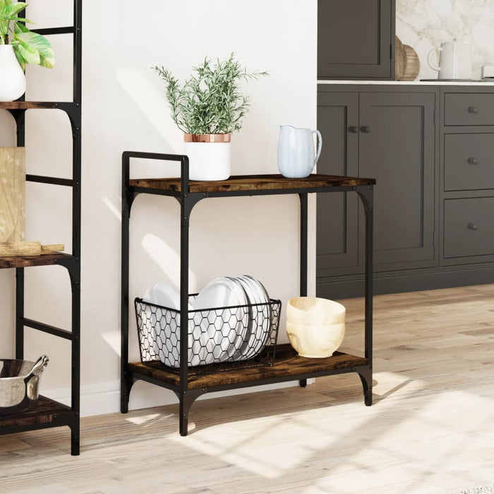 Kitchen Trolley Smoked Oak 60.5x31x72.5 cm Engineered Wood