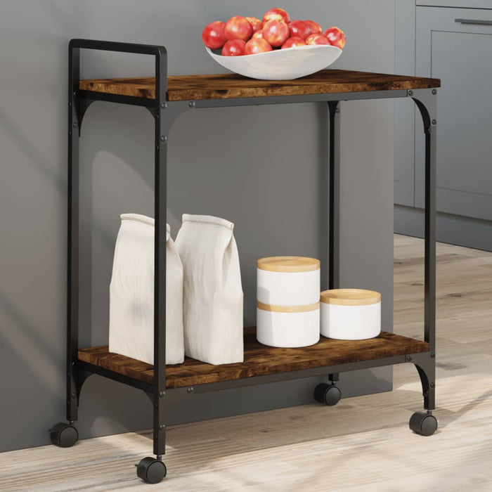 Kitchen Trolley Smoked Oak 60.5x31x72.5 cm Engineered Wood