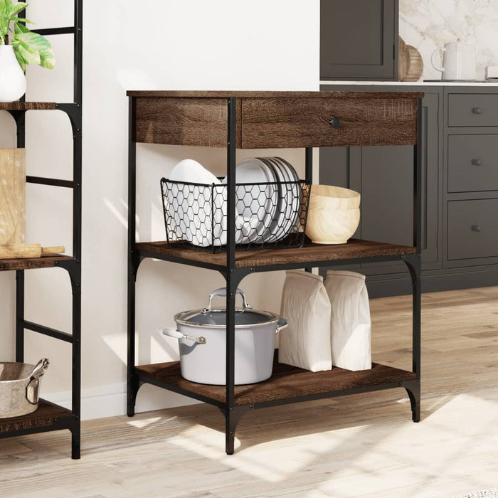 Kitchen Trolley Brown Oak 60x48x89.5 cm Engineered Wood