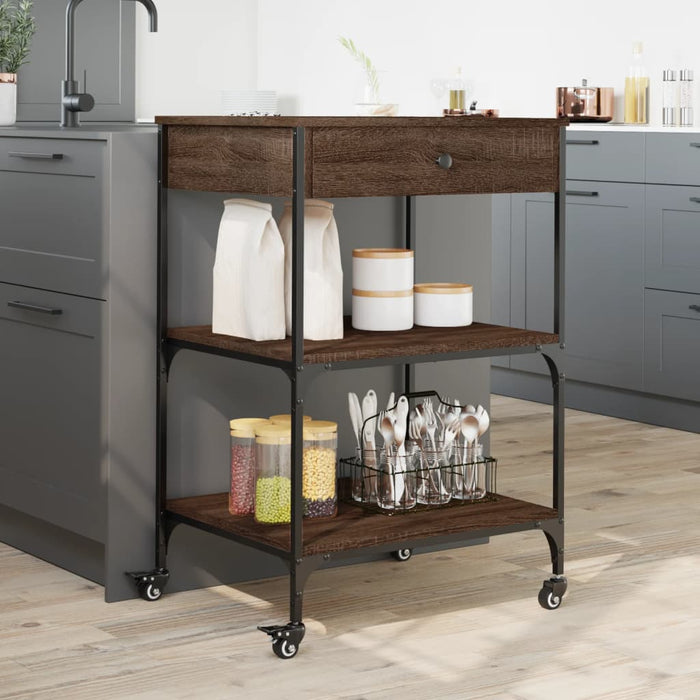 Kitchen Trolley Brown Oak 60x48x89.5 cm Engineered Wood