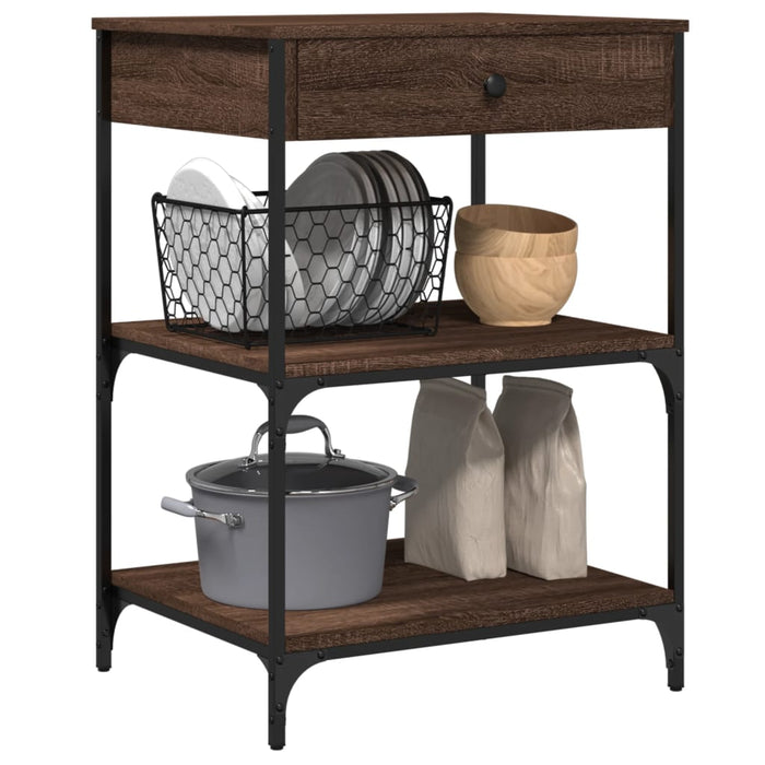 Kitchen Trolley Brown Oak 60x48x89.5 cm Engineered Wood