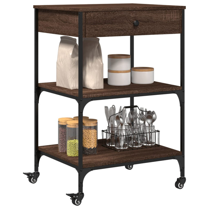 Kitchen Trolley Brown Oak 60x48x89.5 cm Engineered Wood