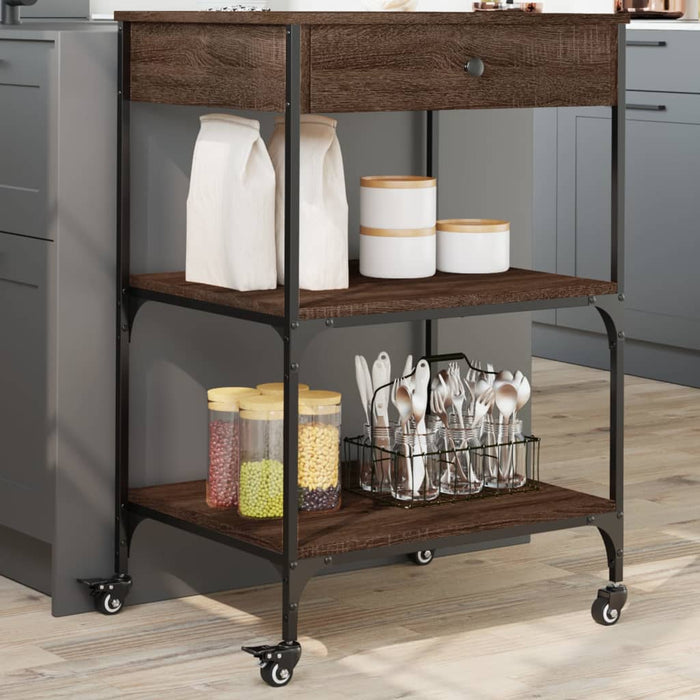 Kitchen Trolley Brown Oak 60x48x89.5 cm Engineered Wood