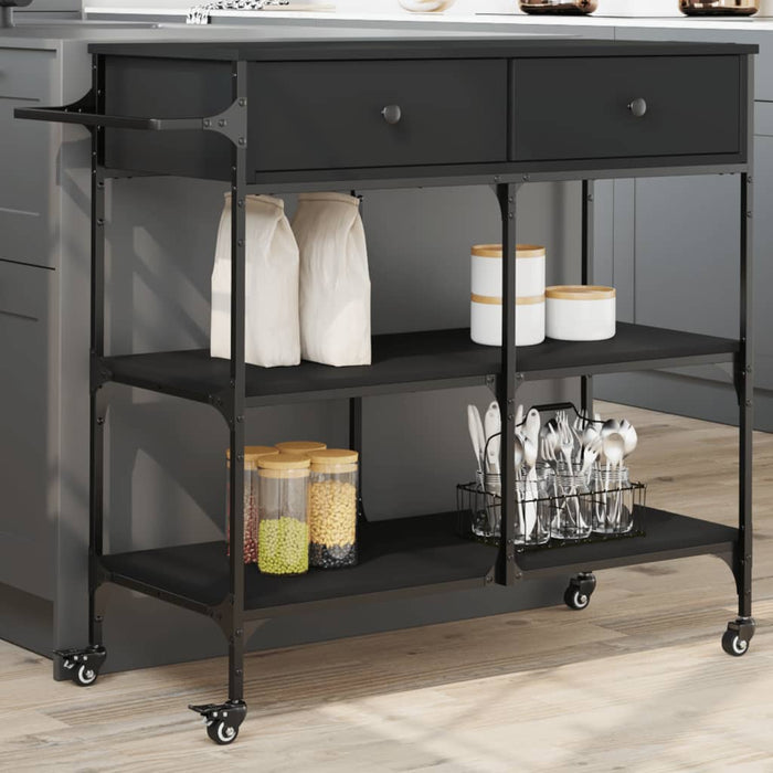 Kitchen Trolley Black 105x42x95 cm Engineered Wood