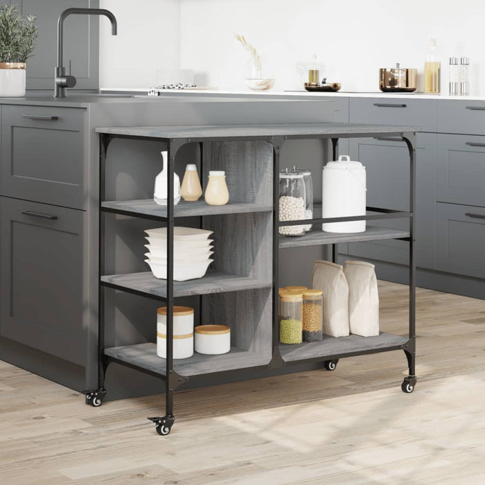 Kitchen Trolley Grey Sonoma 100x45x89.5 cm Engineered Wood