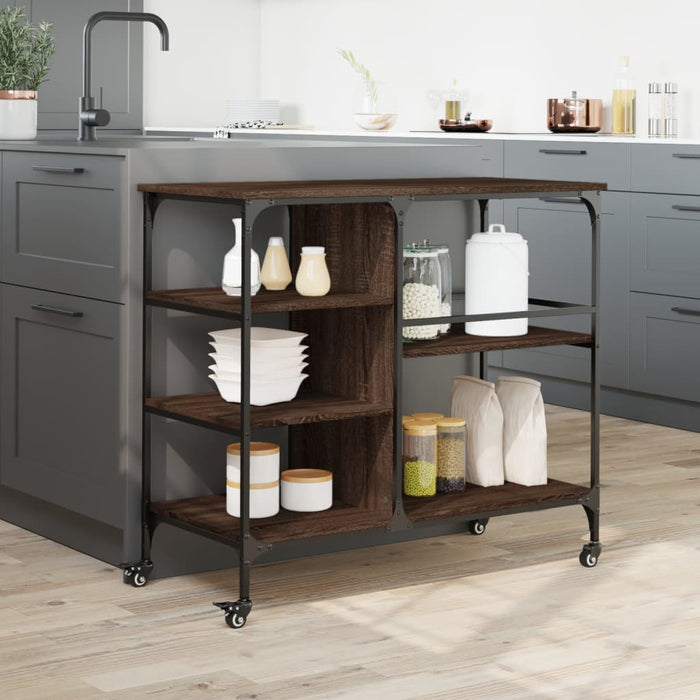 Kitchen Trolley Brown Oak 100x45x89.5 cm Engineered Wood