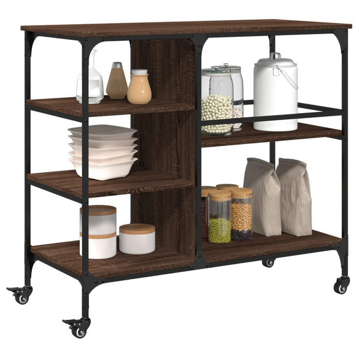 Kitchen Trolley Brown Oak 100x45x89.5 cm Engineered Wood