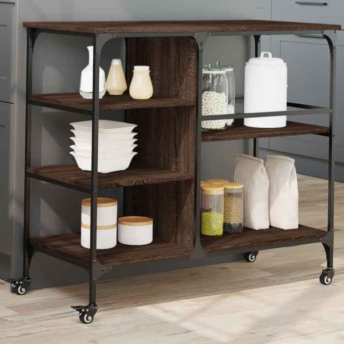 Kitchen Trolley Brown Oak 100x45x89.5 cm Engineered Wood