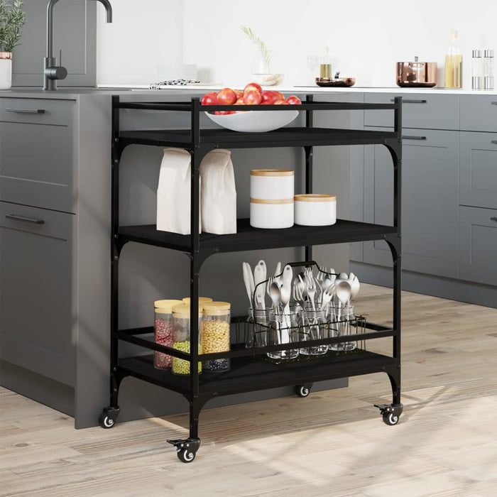 Kitchen Trolley Black 65x40x86.5 cm Engineered Wood