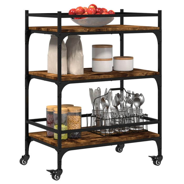 Kitchen Trolley Smoked Oak 65x40x86.5 cm Engineered Wood