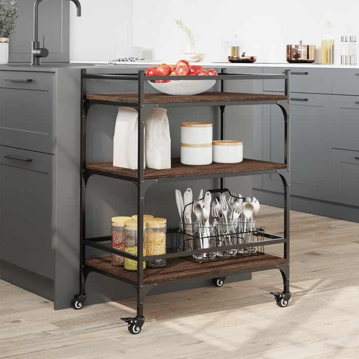 Kitchen Trolley Brown Oak 65x40x86.5 cm Engineered Wood