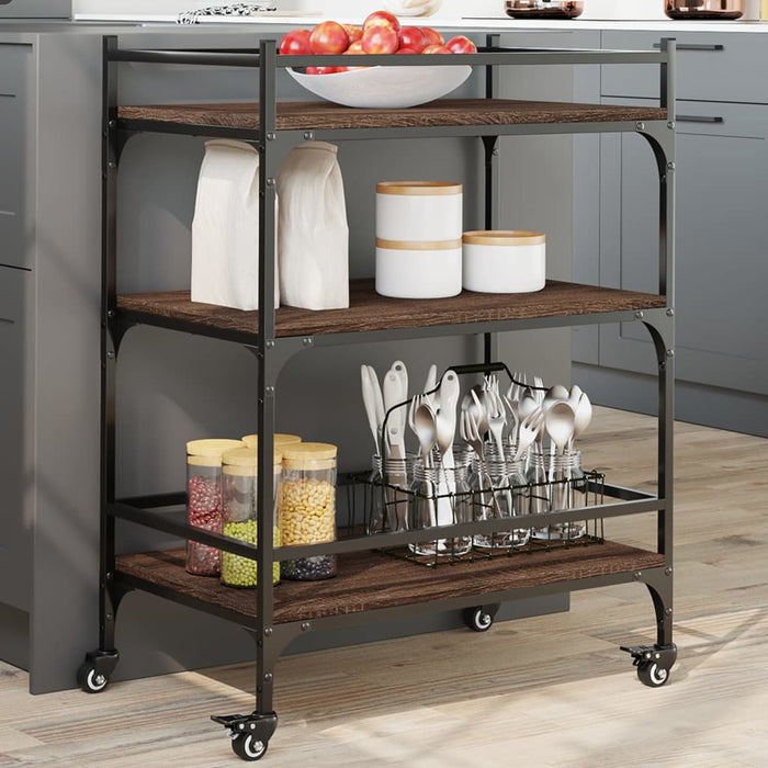 Kitchen Trolley Brown Oak 65x40x86.5 cm Engineered Wood