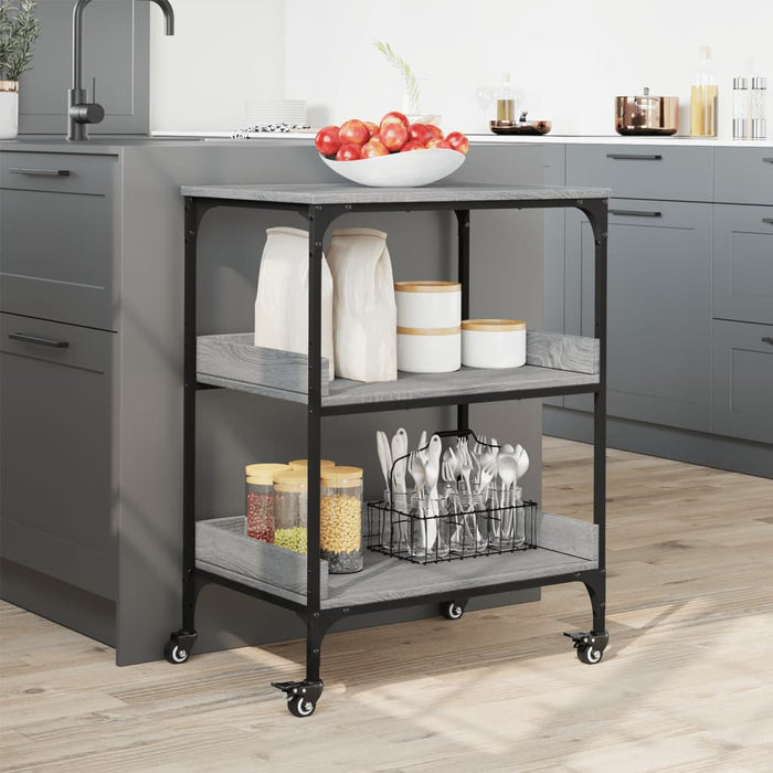 Kitchen Trolley Grey Sonoma 60x41x80.5 cm Engineered Wood