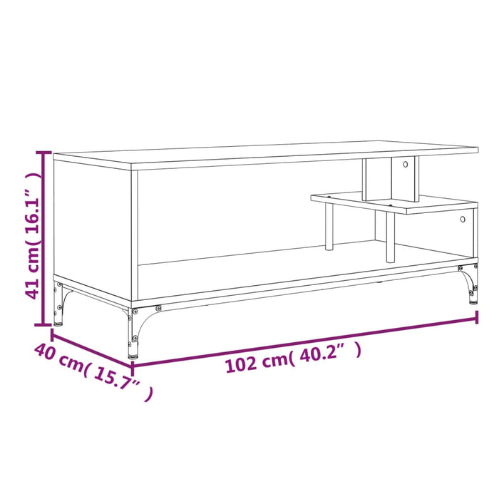 Шкаф за ТВ Кафяв дъб 102x40x41 cm Проектирано дърво и прахово боядисана стомана