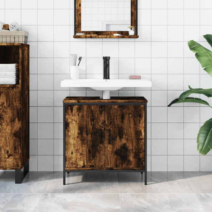 Bathroom Sink Cabinet Smoked Oak 60x30x60 cm Engineered Wood