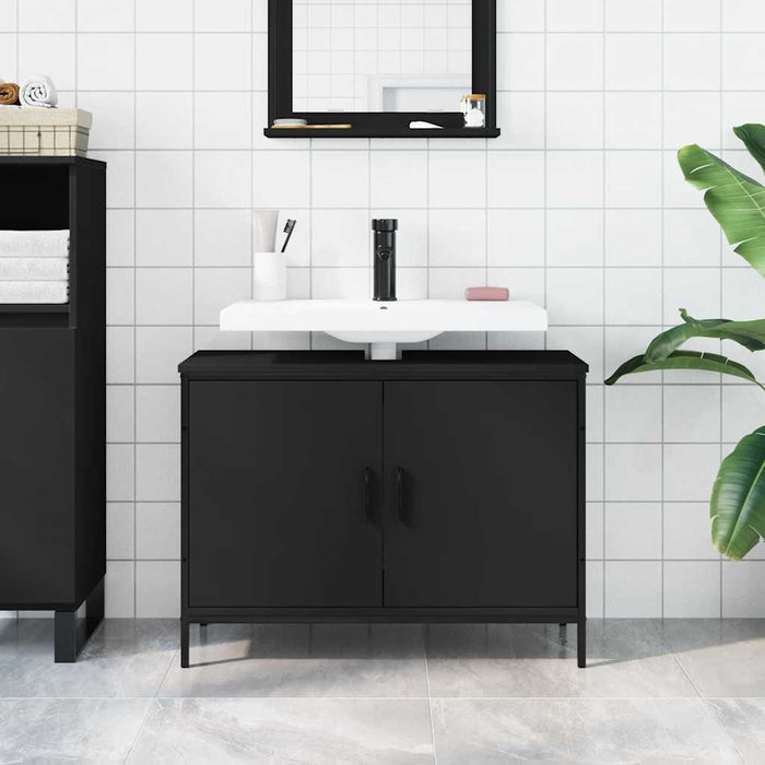 Bathroom Sink Cabinet Black 80x30x60 cm Engineered Wood