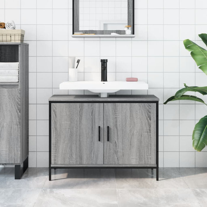 Bathroom Sink Cabinet Grey Sonoma 80x30x60 cm Engineered Wood