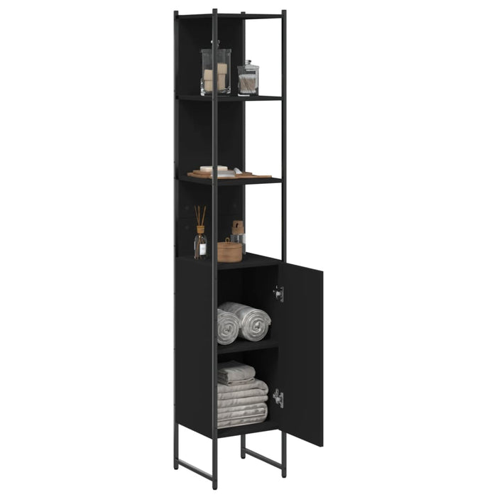 Bathroom Cabinet Black 33x33x185.5 cm Engineered Wood