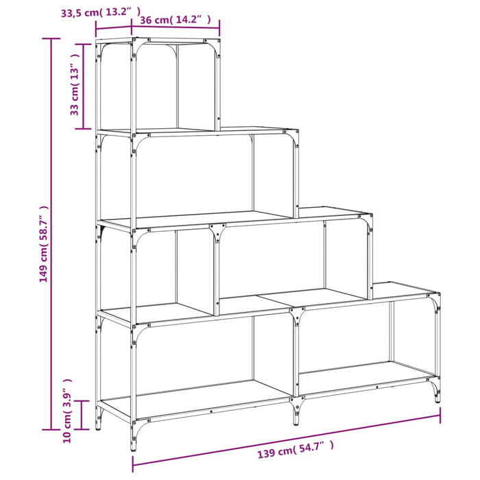 Bibliotecă 4 scări Stejar Sonoma 139x33,5x149 cm Lemn prelucrat