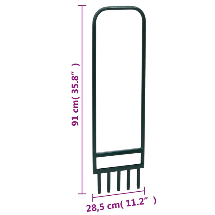 Lawn Aerator with 5 Hollow Tines Green Powder-coated Steel