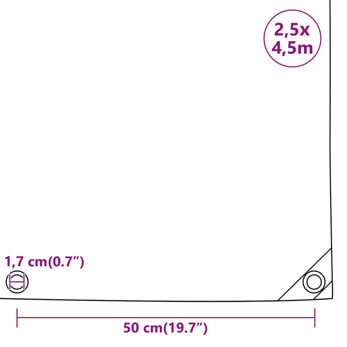 Prelata verde 2,5x4,5 m 650 g/m²