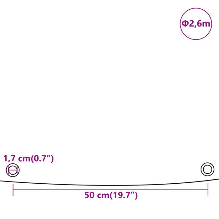 Prelata alba Ø 2,6 m 650 g/m²