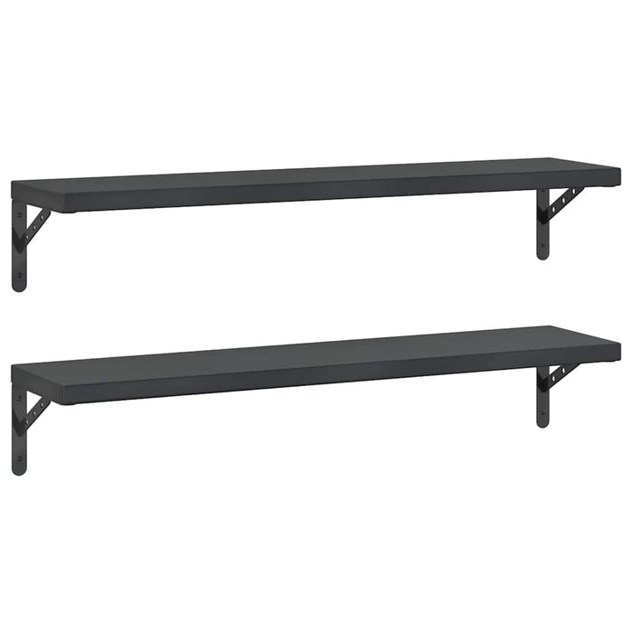 Wall Shelves 2 pcs 100x23.5 cm Black Stainless Steel