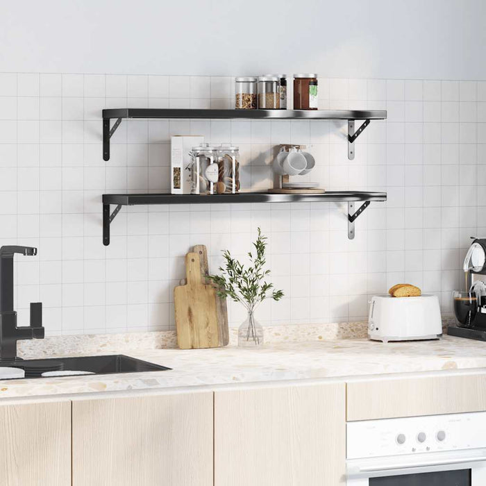 Wall Shelves 2 pcs 100x23.5 cm Black Stainless Steel