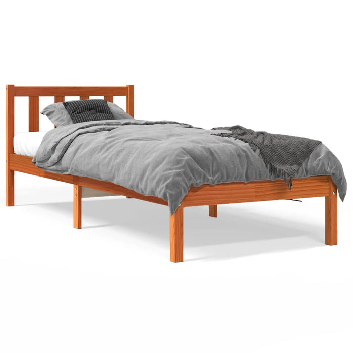 Bed Frame without Mattress Wax Brown 75x190 cm Small Single Solid Wood Pine