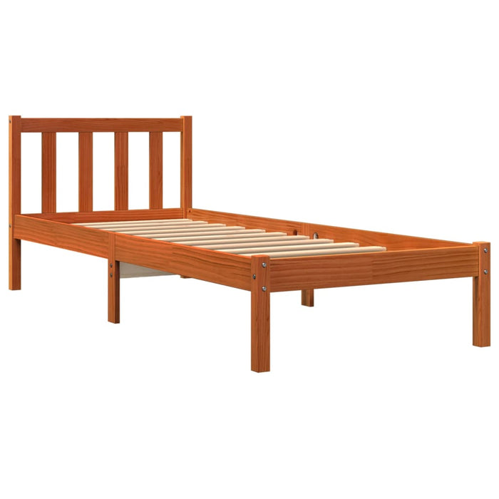 Bed Frame without Mattress Wax Brown 75x190 cm Small Single Solid Wood Pine