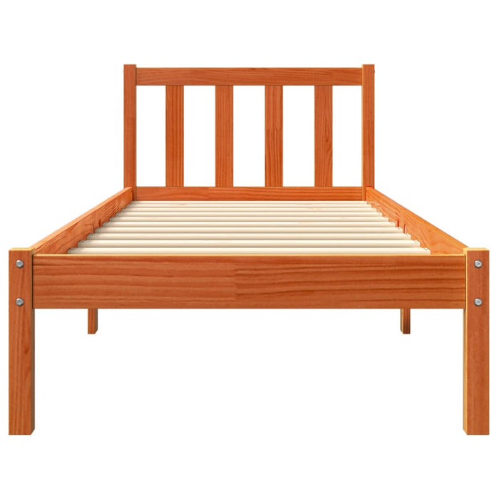 Bed Frame without Mattress Wax Brown 75x190 cm Small Single Solid Wood Pine