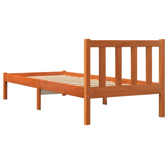 Bed Frame without Mattress Wax Brown 75x190 cm Small Single Solid Wood Pine