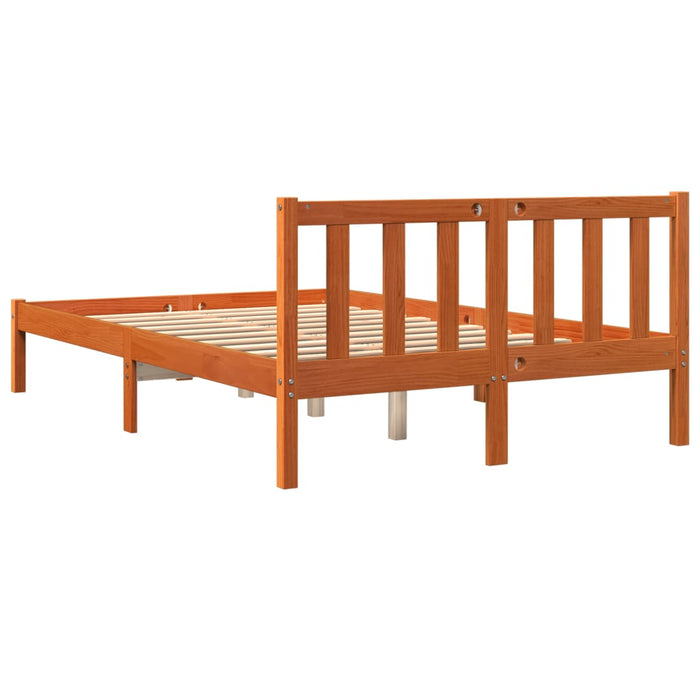 Bed Frame without Mattress Wax Brown 120x190 cm Small Double Solid Wood Pine