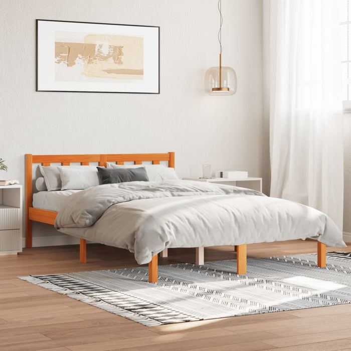 Bed Frame without Mattress Wax Brown 120x190 cm Small Double Solid Wood Pine