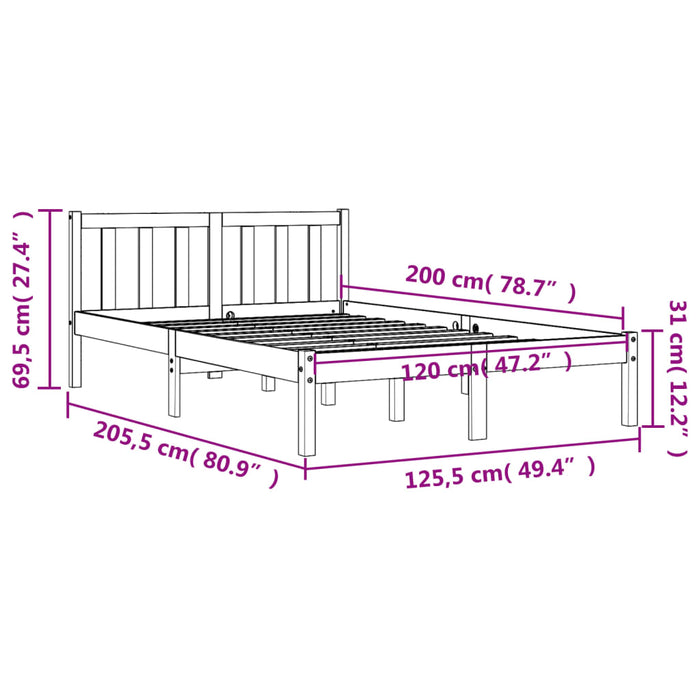 Bed Frame without Mattress Wax Brown 120x200 cm Solid Wood Pine