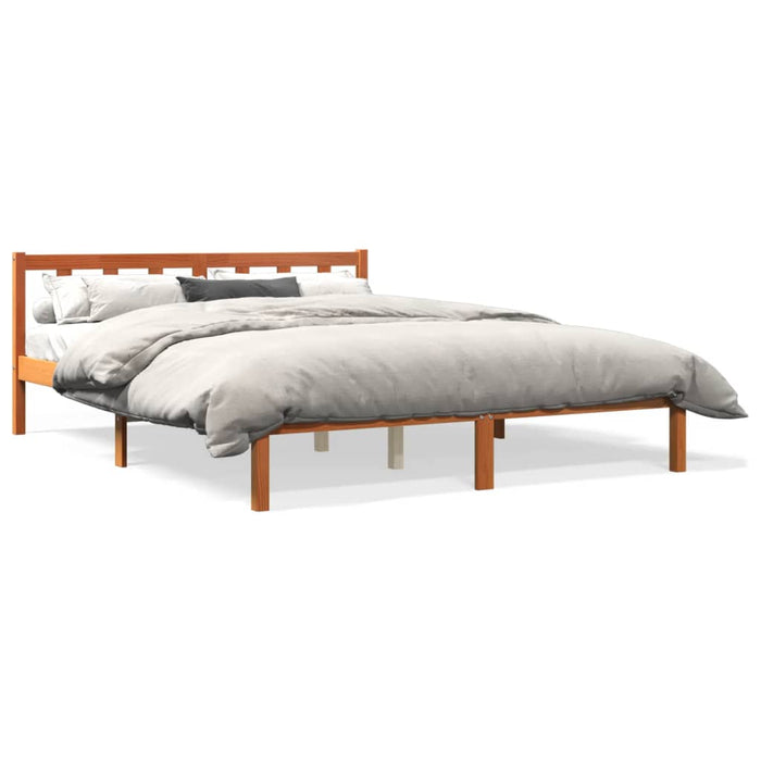 Bed Frame without Mattress Wax Brown 150x200 cm King Size Solid Wood Pine