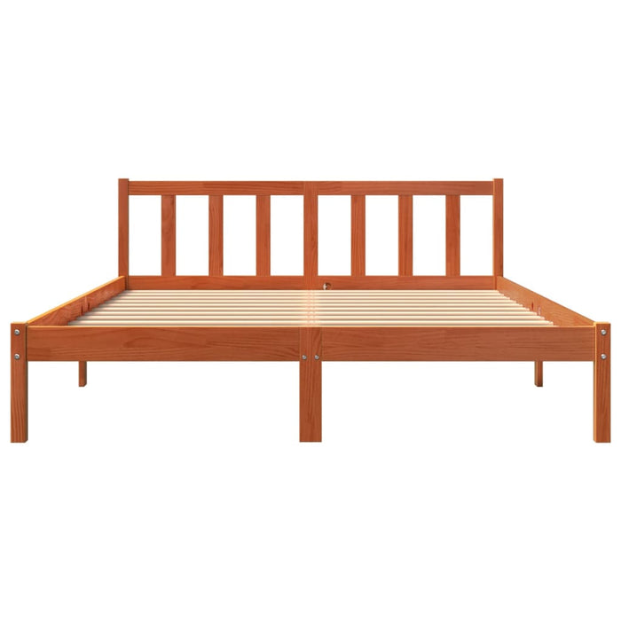 Bed Frame without Mattress Wax Brown 150x200 cm King Size Solid Wood Pine