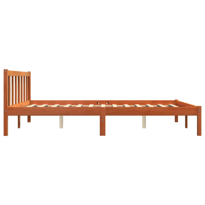 Bed Frame without Mattress Wax Brown 150x200 cm King Size Solid Wood Pine