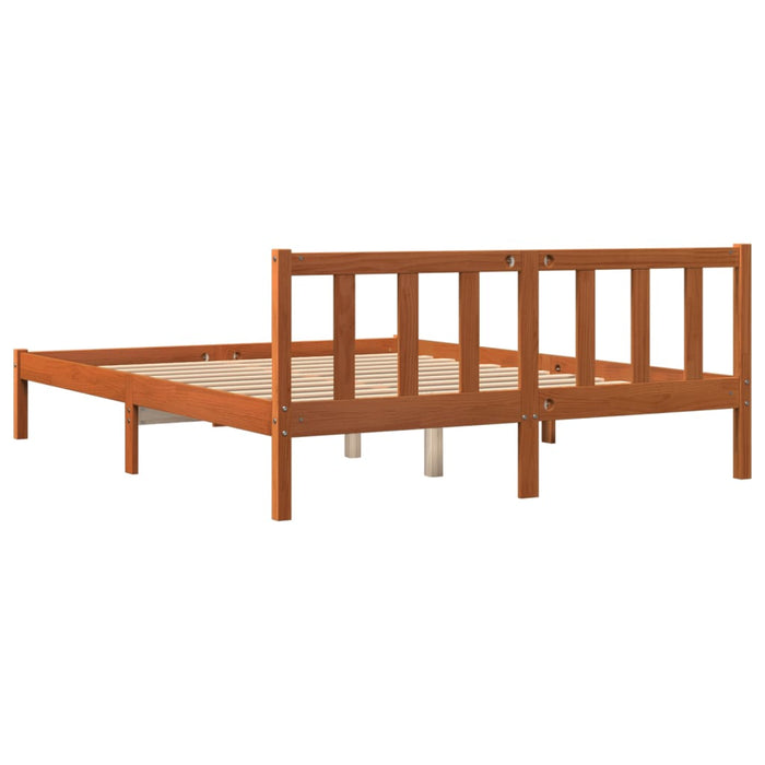 Bed Frame without Mattress Wax Brown 150x200 cm King Size Solid Wood Pine