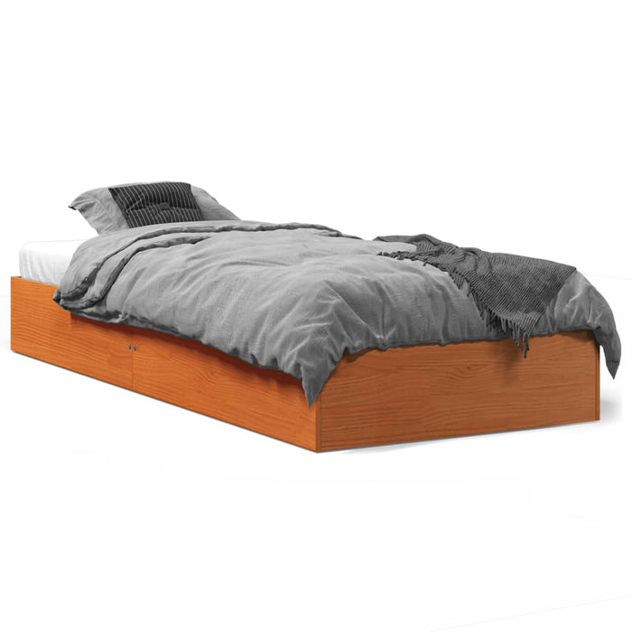 Bed Frame without Mattress Wax Brown 100x200 cm Solid Wood Pine