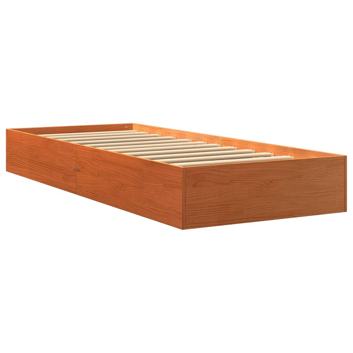 Bed Frame without Mattress Wax Brown 100x200 cm Solid Wood Pine