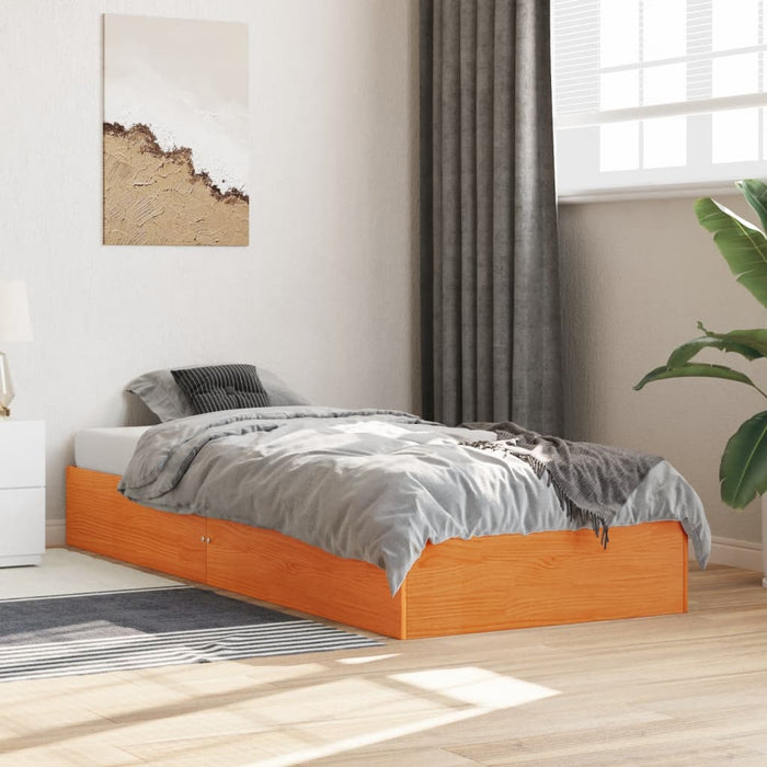 Bed Frame without Mattress Wax Brown 100x200 cm Solid Wood Pine